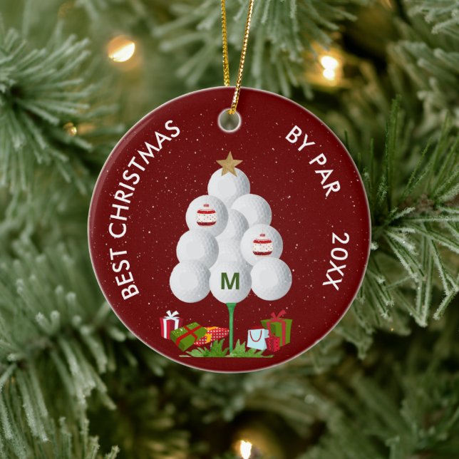 Beste Weihnachten von Par Golf Ball Tree Ursprüngl Keramik Ornament (Baum)