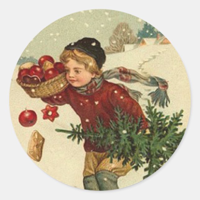 Beste Weihnachtswünsche Runder Aufkleber (Vorderseite)