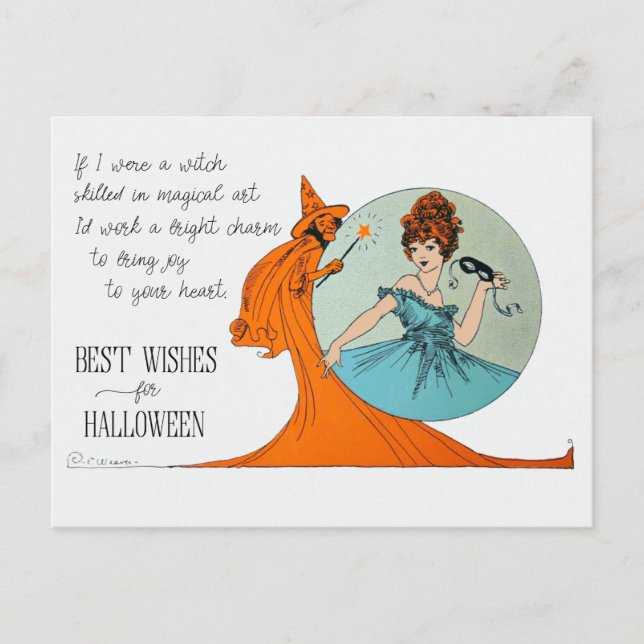 Beste Wünsche für Halloween Magical Hexenkarte Postkarte (Vorderseite)