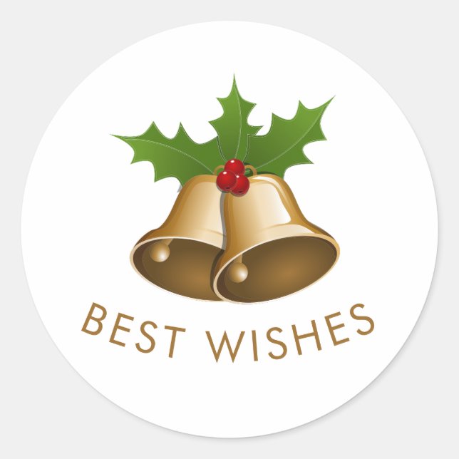 Beste Wünsche Jingle Bells Runder Aufkleber (Vorderseite)
