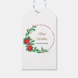 Beste Wünsche Red Blumen Wreath Geschenkanhänger