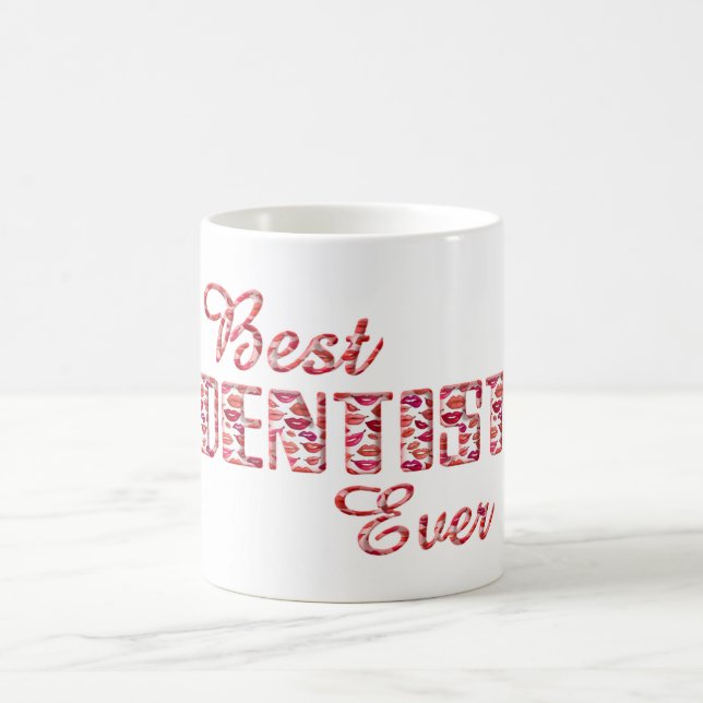 Beste Zahnärztin je Zähne Lippen Typografie Kaffeetasse (Mittel)