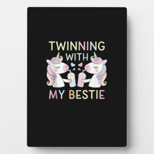 Beste Zwillingsschwester Einhorn passendes Geburts Fotoplatte