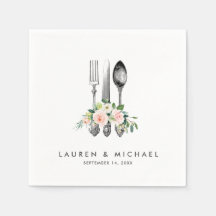 Besteck Blumengrün Hochzeitsnapkins