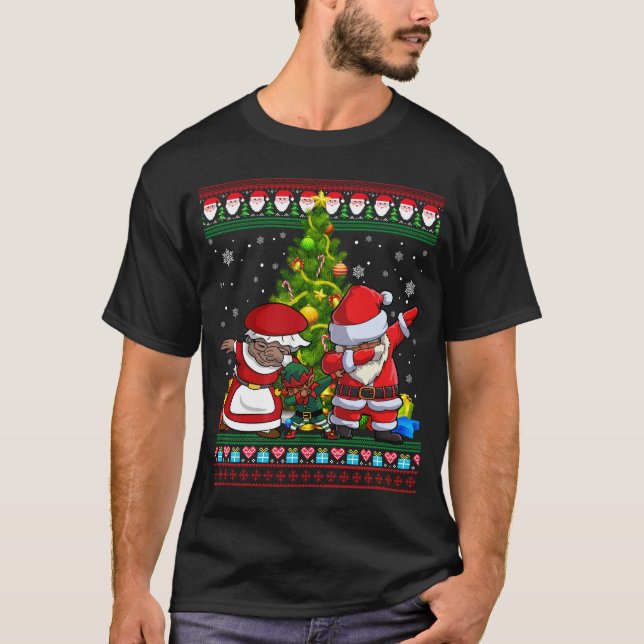 Besteever African American Dabbing Santa Mrs. Clau T-Shirt (Vorderseite)