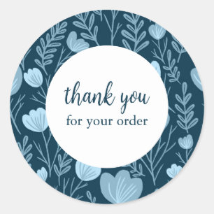 Bestellen DANK Niedliche Blue Floral Blume Runder Aufkleber