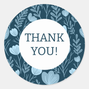 Bestellen DANK Niedliche Blue Floral Blume Runder Aufkleber