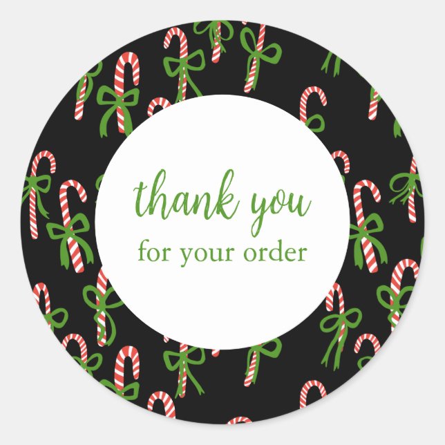 Bestellen DANK Sie Custom Candycanes Xmas Urlaub Runder Aufkleber (Vorderseite)
