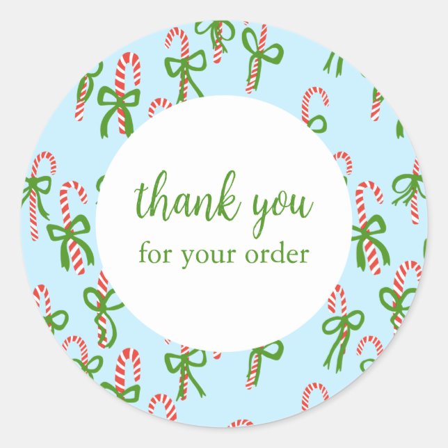 Bestellen DANK Sie Custom Candycanes Xmas Urlaub Runder Aufkleber (Vorderseite)
