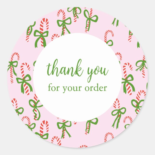 Bestellen DANK Sie Custom Candycanes Xmas Urlaub Runder Aufkleber (Vorderseite)