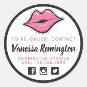Bestellen Sie Pink Kiss Lipstick & Beauty Distribu Runder Aufkleber
