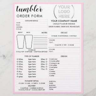 Bestellformular für rosa Tumbler-Mug-Tasse Flyer