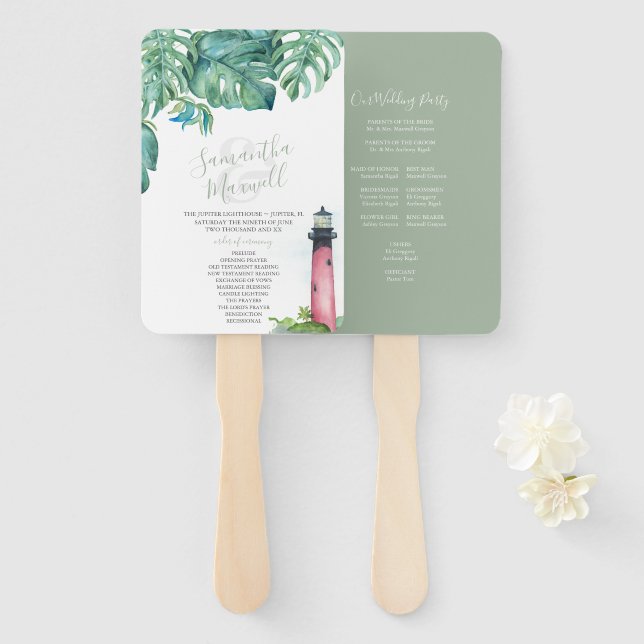 Bestellung des Leuchtturms für Hochzeiten Hand Fan Fächer (Vorne und Hinten)