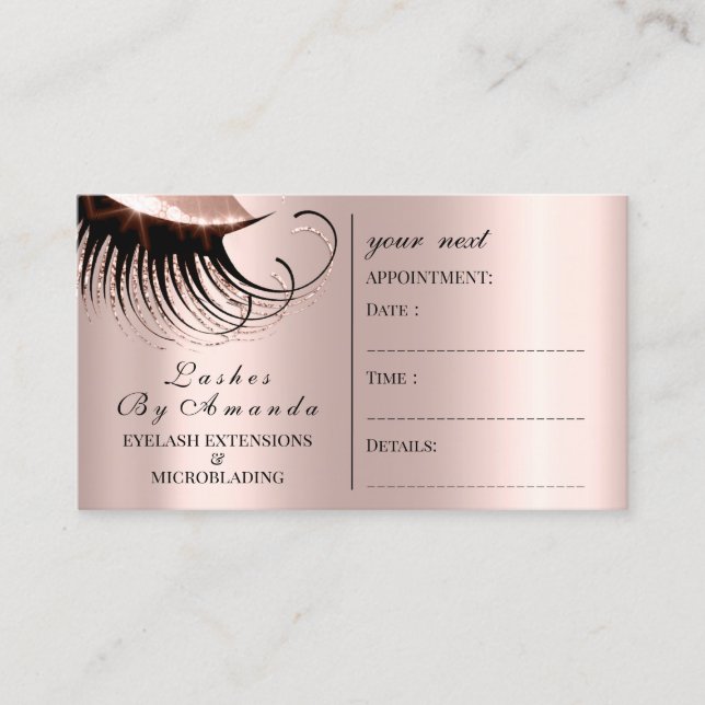 Bestellungskarte Makeup Künstlerische Rose Lashes Terminkarte (Vorderseite)