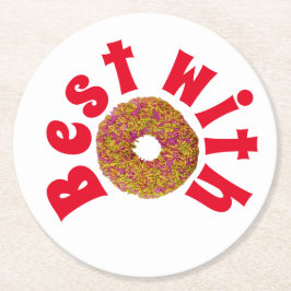Bestens mit Donut/Donut Runder Pappuntersetzer