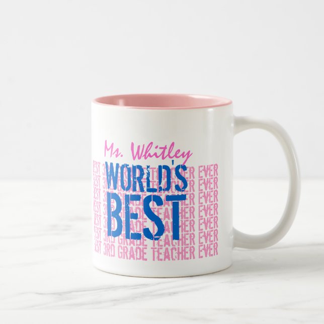 Bester 3. Klasse Lehrer Blue Pink Zweifarbige Tasse (Rechts)