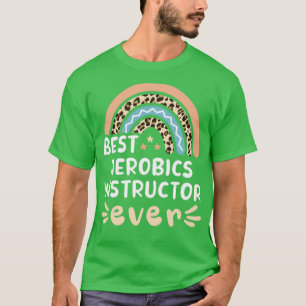 Bester Aerobic Instructor je Leopard Rainbow Gift T-Shirt