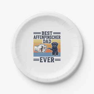 Bester Affenpinscher-Vater Aller Zeiten Vintage-Hu Pappteller