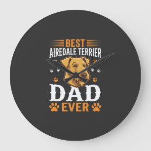 Bester Airedale-Terrier-Vater überhaupt Hundeliebh Große Wanduhr