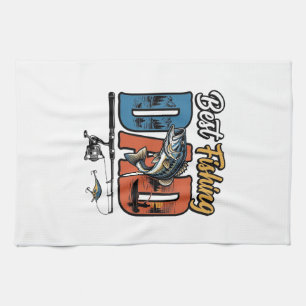 Bester Angelnden Vater Vintage Gravur Shirt Design Geschirrtuch