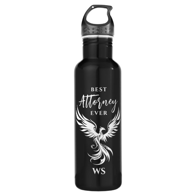 Bester Anwalt Phoenix Monogram Schwarz-weiß Edelstahlflasche (Vorderseite)