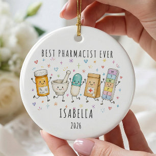 Bester Apotheker Aller Zeiten Personalisierter Wei Keramik Ornament