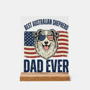 Bester Australian Shepherd Vater überhaupt Patriot Acrylschild