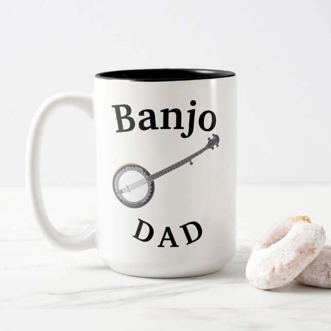 Bester "Banjo VATER" jemals! Vatermusik Zweifarbige Tasse (Mit Donut)