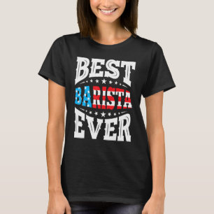 Bester Barista 4. Juli USA Amerikanische Flagge T-Shirt