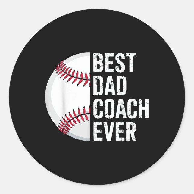 Bester Baseball-Vater-Coach je Retro Pater Basebal Runder Aufkleber (Vorderseite)