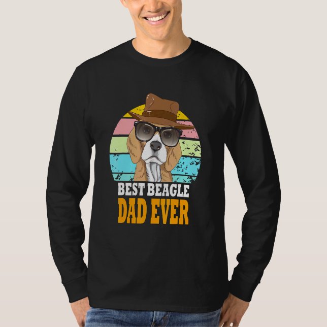 Bester Beagle Vater je Hunde Retro Welpe Sonnenbri T-Shirt (Vorderseite)