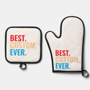 Bester benutzerdefinierter, Vintager Retro-Text Ofenhandschuh & Topflappen-Set