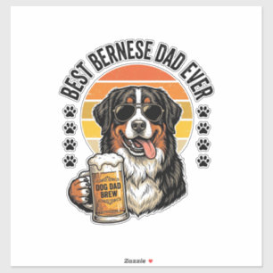 Bester Berner Vater Aller Zeiten Vintage-Hund-Bier Aufkleber