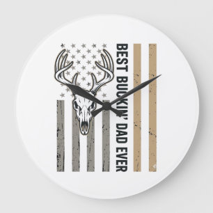 Bester Bockender Vater Hirschjagd Vintage-Shirt-De Große Wanduhr