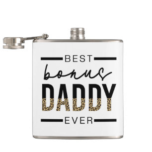 Bester Bonus Daddy je Leopard-Typografie Flachmann