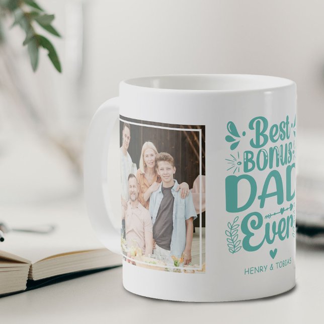 Bester Bonus-Vater je 2 Foto Keepake Kaffeetasse (Von Creator hochgeladen)