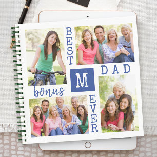 Bester Bonus Vater je 4 FotoCollage Mit Monogramm Notizbuch