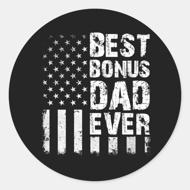 Bester Bonus-Vater je amerikanische Flagge Runder Aufkleber (Vorderseite)