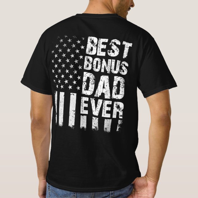 Bester Bonus-Vater je amerikanische Flagge T-Shirt (Rückseite)