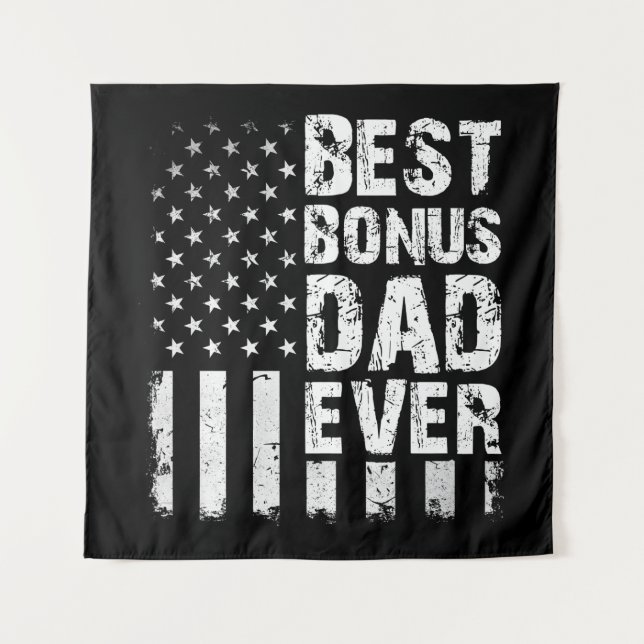 Bester Bonus-Vater je amerikanische Flagge Wandteppich (Vorderseite)