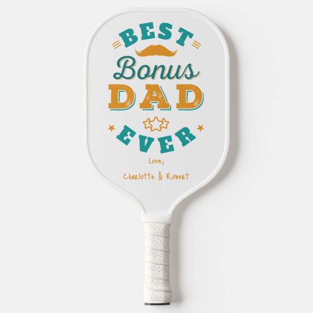 Bester Bonus Vater je Custom Vaters Day Pickleball Schläger (Vorderseite)