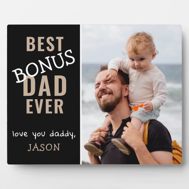 Bester Bonus-Vater je Step Vater Personalisiertes  Fotoplatte (Vorderseite)