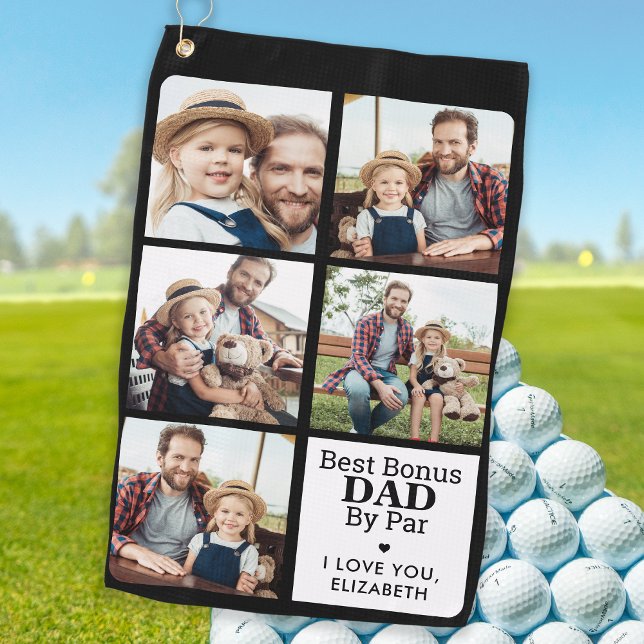 Bester BONUS-VATER nach Par Personalisiert 5 FotoC Golfhandtuch (Von Creator hochgeladen)