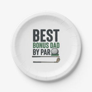 Bester Bonus-Vater von Par Golf-Shirt Design_1 Pappteller