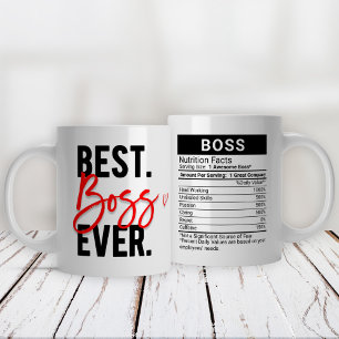 Bester Boss je mit Nährwertdaten, Tasse des Kaffe