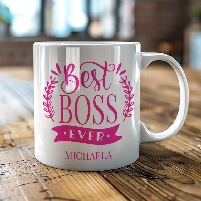 Bester Boss je Personalisierter Kranz Kaffeetasse (Von Creator hochgeladen)