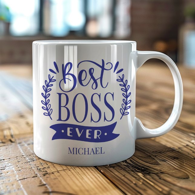 Bester Boss je Personalisierter Kranz Kaffeetasse (Von Creator hochgeladen)