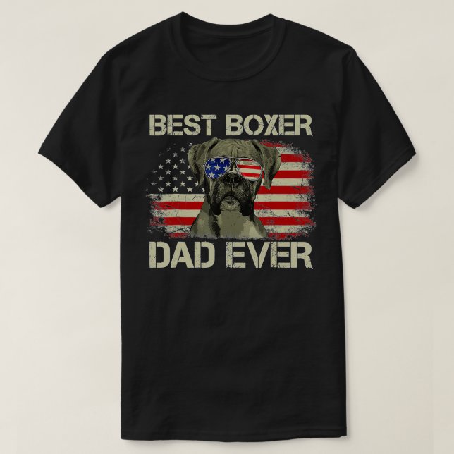 Bester Boxer Vater je Hund Lover American Flag Ges T-Shirt (Design vorne)
