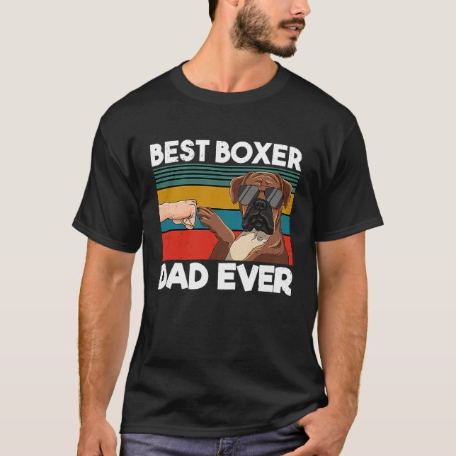 Bester Boxer-Vater je Hund Vater Faustblase T-Shirt (Vorderseite)