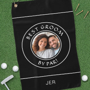 Bester Bräutigam Von Par Fun Foto Golfer Schwarz M Golfhandtuch